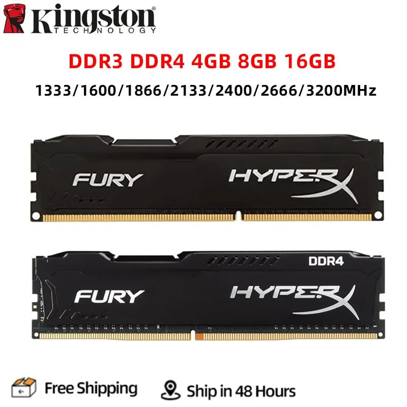 Memória RAM HyperX Fury DDR3/DDR4 de Alto Desempenho